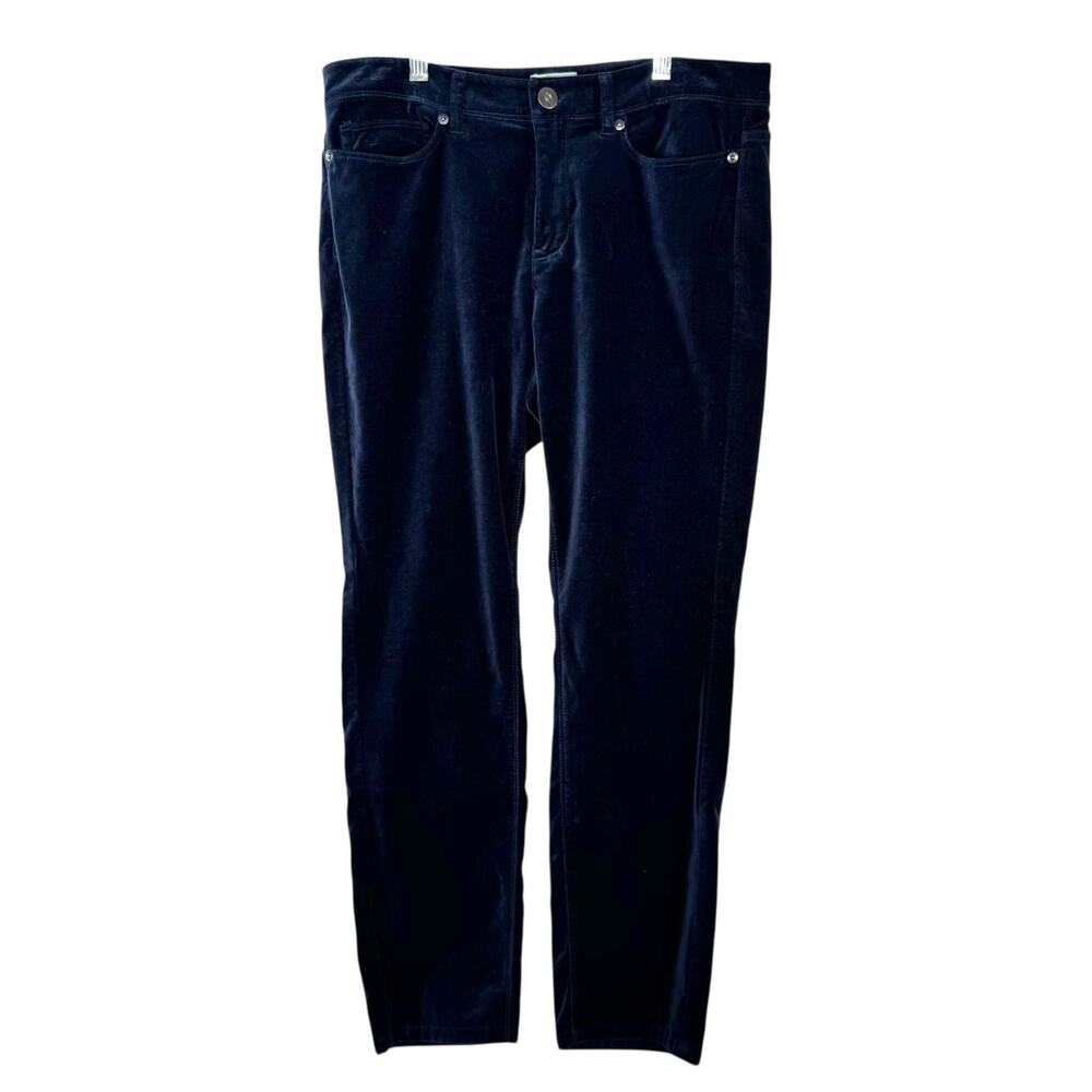J. Jill Blue Velvet Velour Ankle Pants 8 Petite